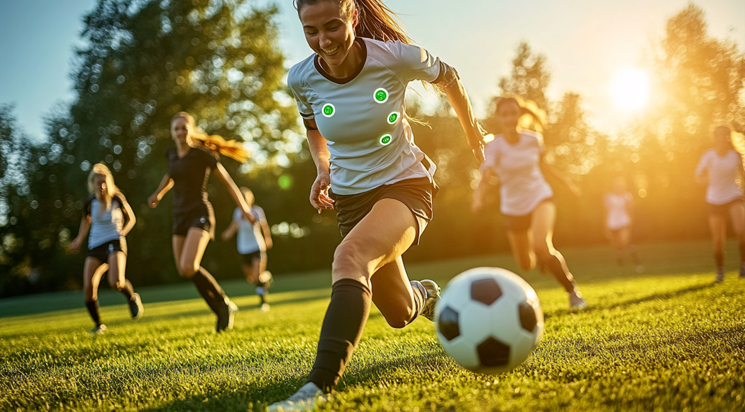Women playing soccer